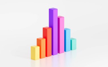 İş istatistikleri çizelgesi, 3D görüntüleme. Bilgisayar dijital çizimi.