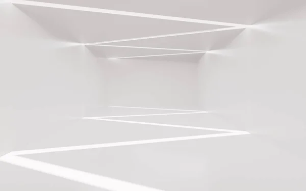 White Empty Room Light Shadow Rendering Computer Digital Drawing — Zdjęcie stockowe