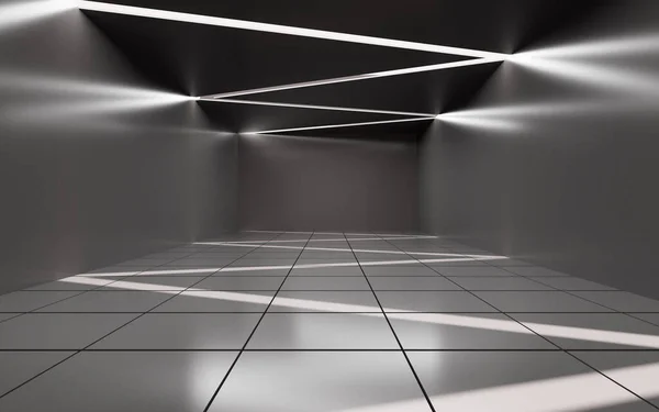 Abstrato Quarto Cinza Vazio Interior Com Luz Curva Sombra Renderização — Fotografia de Stock