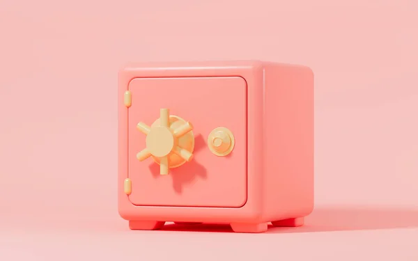 Closed Safe Box Pink Background Rendering Computer Digital Drawing — 图库照片
