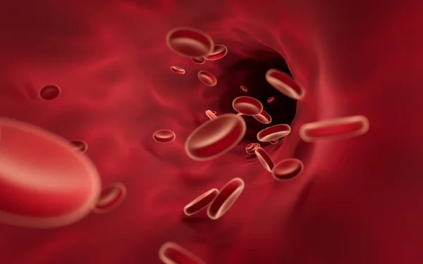 Red Blood Cells Flowing Blood Vessels Rendering Computer Digital Drawing — Stockfoto