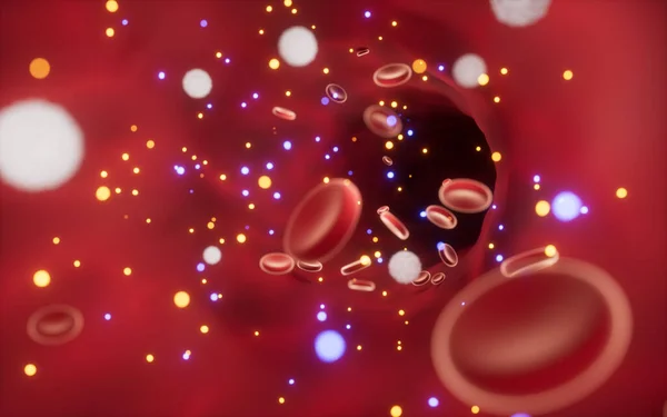Drugs Cells Blood Vessels Rendering Computer Digital Drawing — Photo