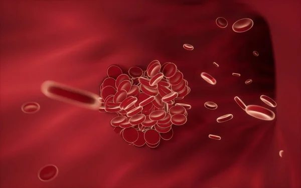 Красные Кровяные Тельца Протекающие Через Кровеносные Сосуды Цифровой Рисунок — стоковое фото