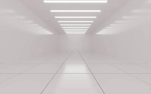 White Empty Room Light Shadow Rendering Computer Digital Drawing — Fotografia de Stock