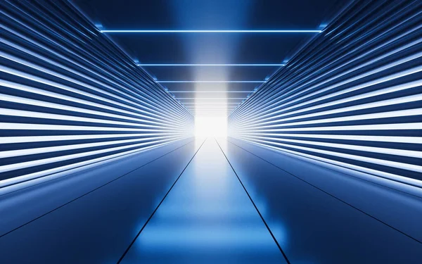 Neon Lights Tunnel Rendering Computer Digital Drawing — Zdjęcie stockowe