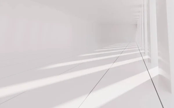 White empty room with light and shadow, 3d rendering. Computer digital drawing.