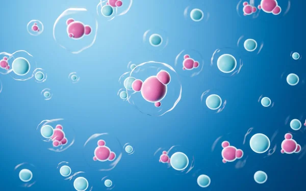 Lots Dissociative Blue Pink Cells Rendering Computer Digital Drawing — ストック写真