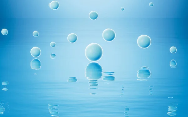 Lots Dissociative Blue Cells Water Rendering Computer Digital Drawing — Zdjęcie stockowe