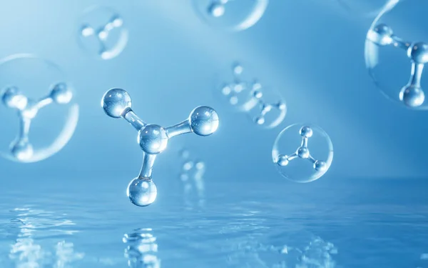 Moléculas Água Renderização Desenho Digital Computador — Fotografia de Stock