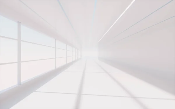 White Straight Tunnel Light Shadow Rendering Computer Digital Drawing — Zdjęcie stockowe