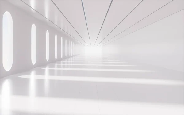 White Straight Tunnel Light Shadow Rendering Computer Digital Drawing — ストック写真