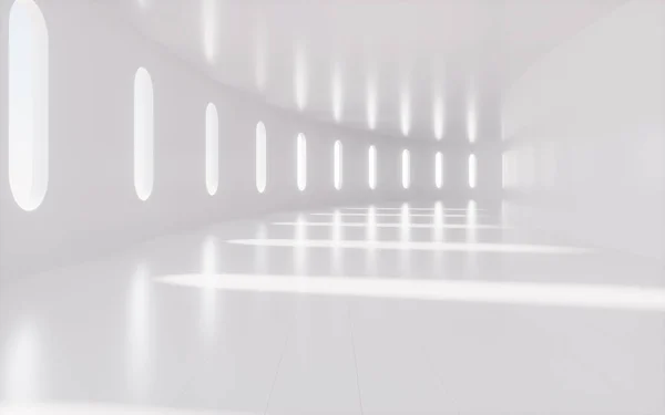 Biały Tunel Zwrotny Światłem Cieniem Renderowanie Cyfrowy Rysunek Komputera — Zdjęcie stockowe