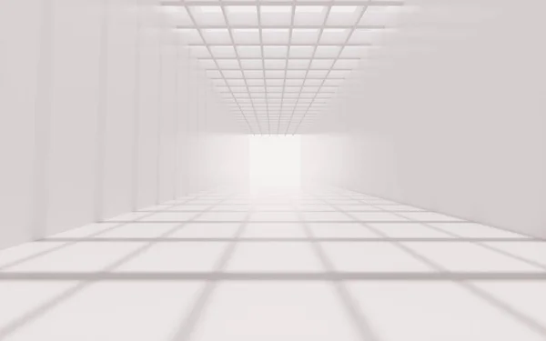 White straight tunnel with light and shadow, 3d rendering. Computer digital drawing.