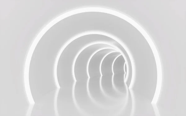 Biały Okrągły Tunel Renderowanie Cyfrowy Rysunek Komputera — Zdjęcie stockowe