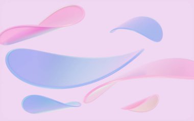 Soyut dairesel cam ve pembe arka planlı kıvrımlar, üç boyutlu görüntüleme. Bilgisayar dijital çizimi.