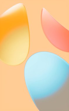 Soyut cam ve kıvrımlar mavi arkaplanlı, üç boyutlu. Bilgisayar dijital çizimi.