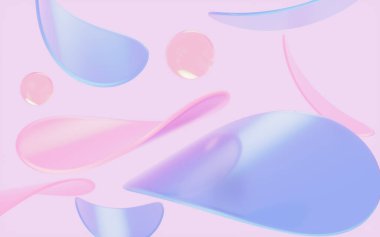 Soyut dairesel cam ve pembe arka planlı kıvrımlar, üç boyutlu görüntüleme. Bilgisayar dijital çizimi.