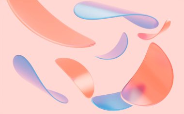 Soyut dairesel cam ve turuncu arka planlı kıvrımlar, üç boyutlu görüntüleme. Bilgisayar dijital çizimi.