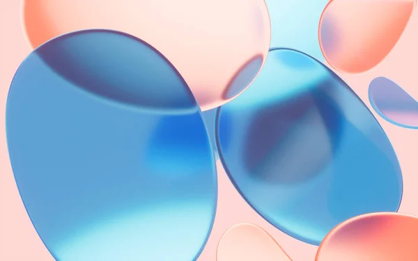 Abstract Circular Glass Curves Cross Each Other Orange Background Rendering — 스톡 사진