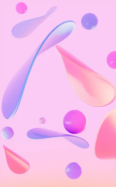 Abstract Spheres Glass Curves Pink Background Rendering Computer Digital Drawing — Zdjęcie stockowe