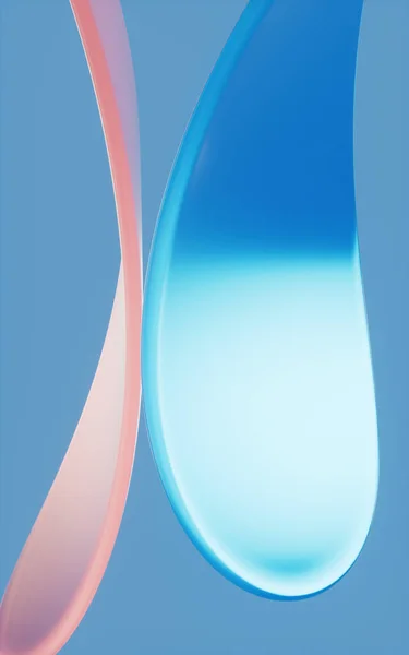 Abstrakcyjne Szkło Krzywe Niebieskim Tłem Renderowanie Cyfrowy Rysunek Komputera — Zdjęcie stockowe