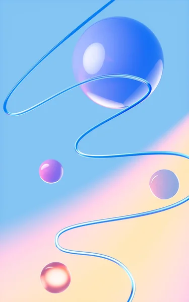 Abstract Lines Spheres Gradient Background Rendering Computer Digital Drawing — 스톡 사진