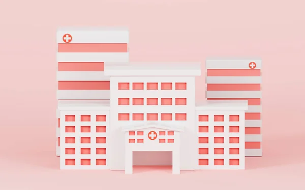 Рожеві Моделі Будівлі Лікарні Візуалізація Комп Ютерне Цифрове Креслення — стокове фото