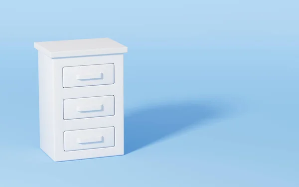 White Cabinet Drawers Blue Background Rendering Computer Digital Drawing — Stockfoto