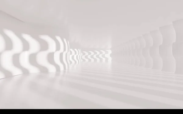 White empty room with curved shadows, 3d rendering. Computer digital drawing.