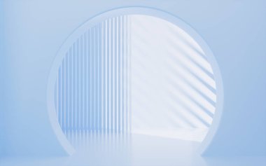 Yuvarlak iç geometrik mimari, 3D görüntüleme. Bilgisayar dijital çizimi.