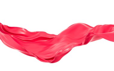 Magenta kumaş akışı, 3D görüntüleme. Bilgisayar dijital çizimi.