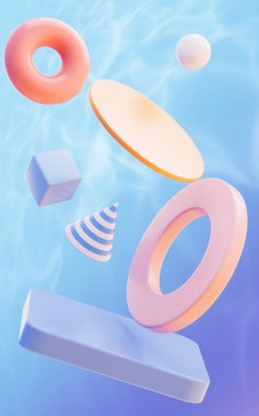 Soyut geometrik şekiller, eğriler ve şekiller, üç boyutlu görüntüleme. Bilgisayar dijital çizimi.