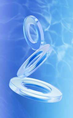 Soyut eğriler, geometrik figür, cam halkalar, üç boyutlu görüntüleme. Bilgisayar dijital çizimi.