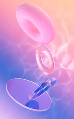 Soyut eğriler ve geometrik figür, üç boyutlu görüntüleme. Bilgisayar dijital çizimi.