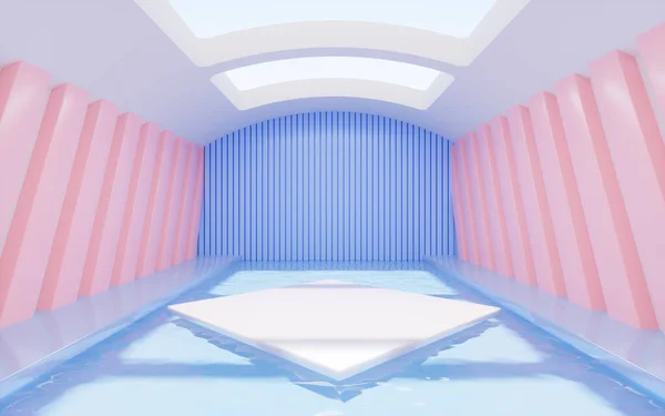 Empty stage with interior architecture, 3d rendering. Computer digital drawing.