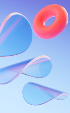 Soyut eğriler ve geometrik figür, üç boyutlu görüntüleme. Bilgisayar dijital çizimi.