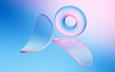 Soyut eğriler ve geometrik figür, üç boyutlu görüntüleme. Bilgisayar dijital çizimi.