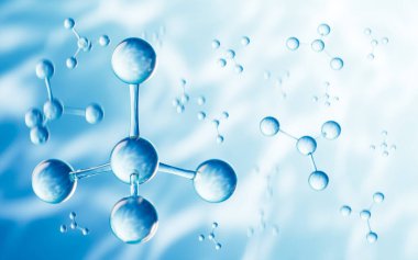 Camların moleküler yapısı, biyoteknoloji konsepti, 3D görüntüleme. Bilgisayar dijital çizimi.