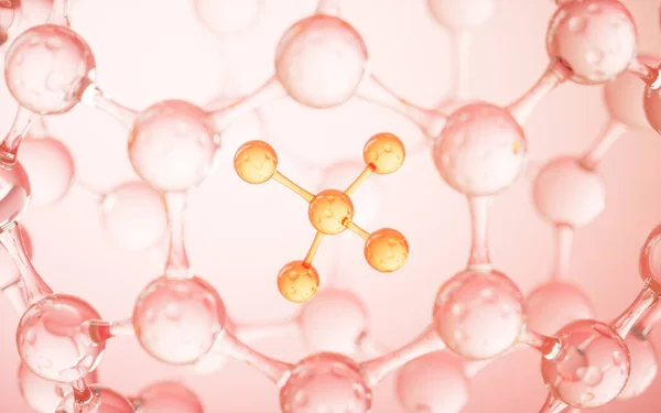 Camların moleküler yapısı, biyoteknoloji konsepti, 3D görüntüleme. Bilgisayar dijital çizimi.