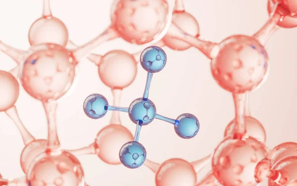 球状分子構造 バイオテクノロジーの概念 3Dレンダリング コンピュータ デジタル ドローイング — ストック写真
