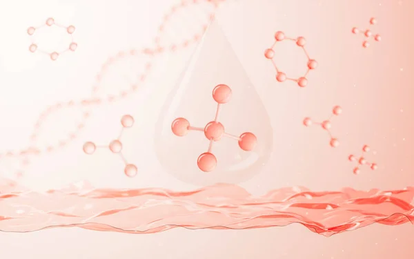 Camların moleküler yapısı, biyoteknoloji konsepti, 3D görüntüleme. Bilgisayar dijital çizimi.