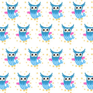 Kusursuz baykuş balığı desenli vektör çizimi