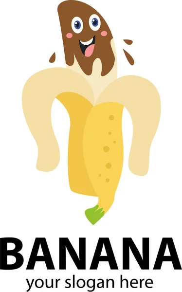 Abstraktní Zpocená Hnědá Hlava Banán Logo Šablona — Stockový vektor