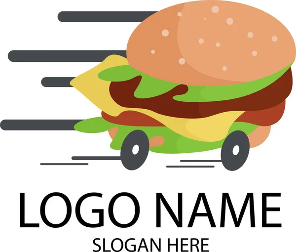 Einfache Und Minimalistische Fast Food Burger Restaurant Maskottchen Logo Design — Stockvektor