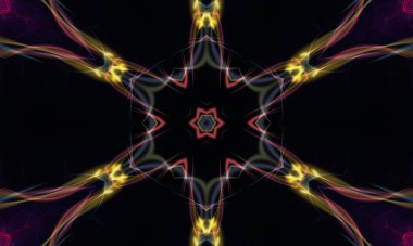 abstract background with glowing neon lights. beautiful kaleidoscope fractal wallpaper.