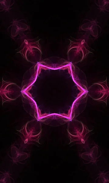 Abstract Fractal Background Glowing Neon Lights — Stockfoto