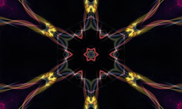Abstract Background Glowing Neon Lights Beautiful Kaleidoscope Fractal Wallpaper — Stock Fotó