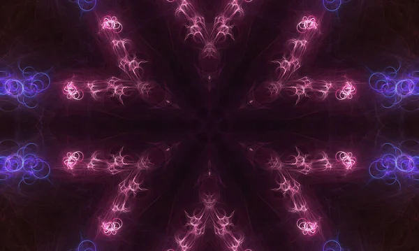 Abstract Fractal Background Glowing Neon Lights — ストック写真