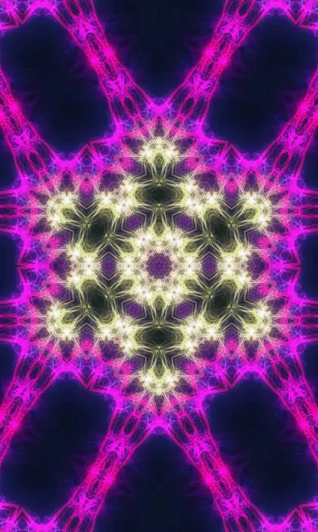 Abstract Fractal Background Neon Glow Rendering Computer Digital Drawing — 스톡 사진