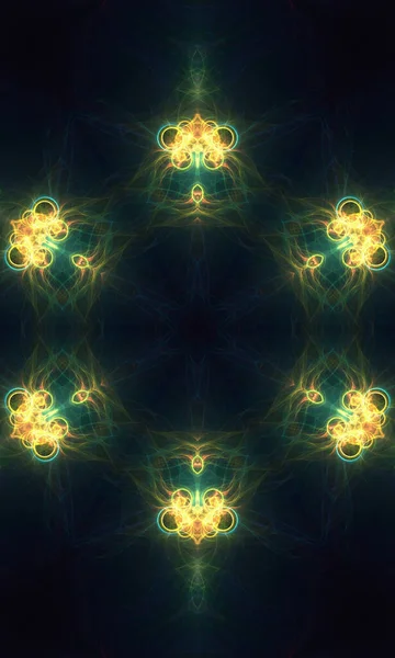Abstract Fractal Background Glowing Neon Lights — 图库照片